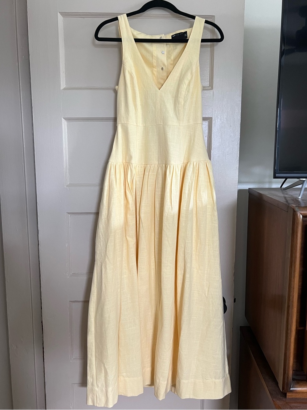 ASOS Pale Yellow V-Neck Maxi Dress